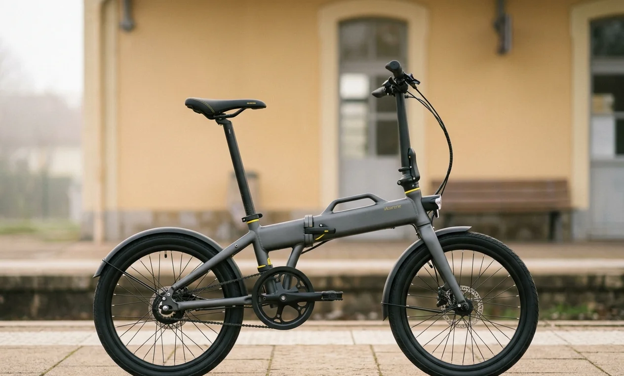 IAvarone Compatto Fold — vélo électrique pliant urbain gris graphite avec accents jaunes